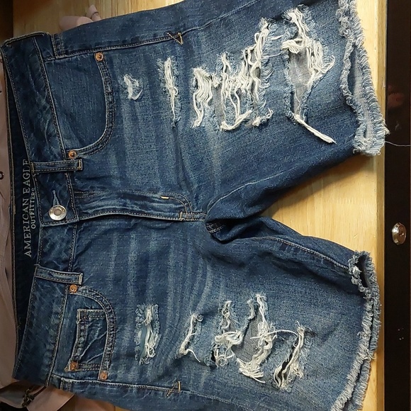 American Eagle Raw Distressed Hem Hi Rise Tom Girl Shorts Sz 6 Festival Summer - Picture 4 of 6